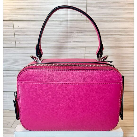 Karl Lagerfeld Simone Fuchsia Studded Camera Bag W/ Guitar Strap Crossbody - Picture 2 of 16